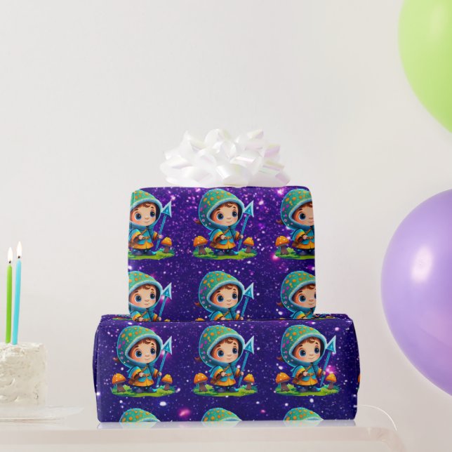 Mushroom Guardian Cute Charming Themed Inspired  Wrapping Paper (Party Gifts)