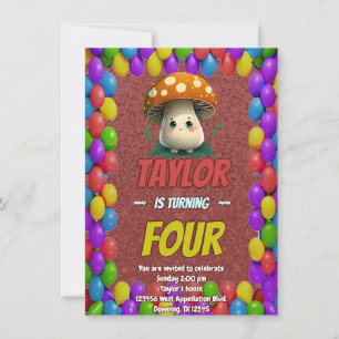 Mushroom Guardian Personalized Birthday Invite