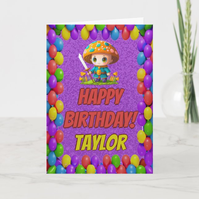 Mushroom Guardian Personalized Greeting Birthday Card (Front)
