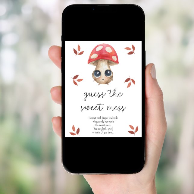 Mushroom - guess the sweet mess baby shower poster (Front Digital)