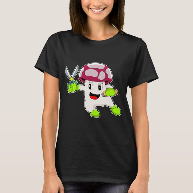 Mushroom Hairdresser Scissors T-Shirt (Front)