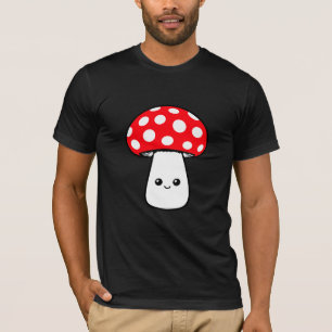 Mushroom Happy Cute Smiling Face Kawaii Cheerful T-Shirt
