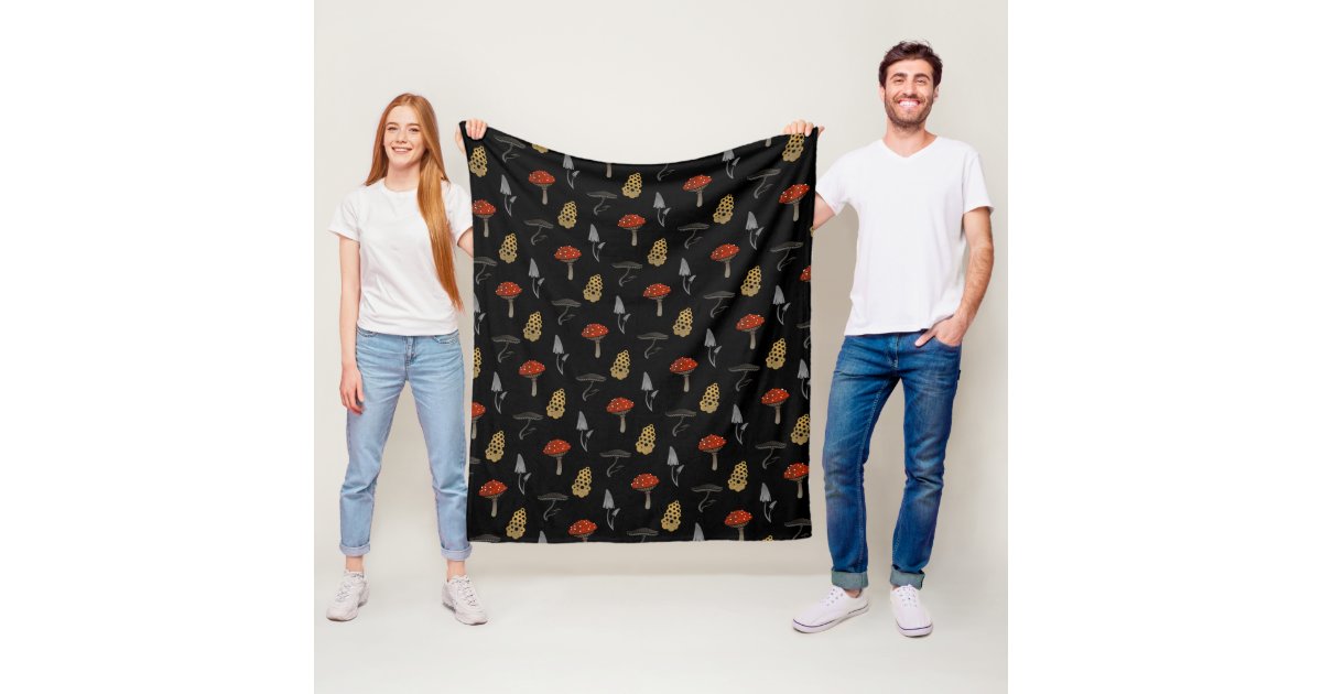 Mushroom Harvest Blanket - Fleece Black | Zazzle