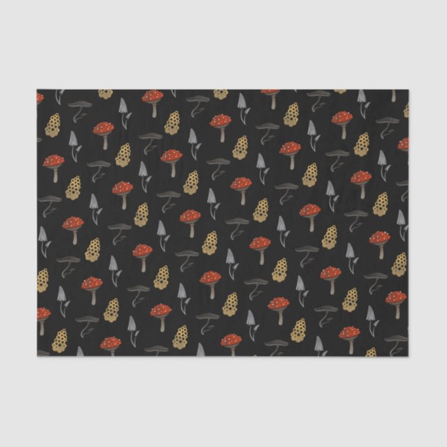 Mushroom Harvest Tissue Paper - Black (Front)