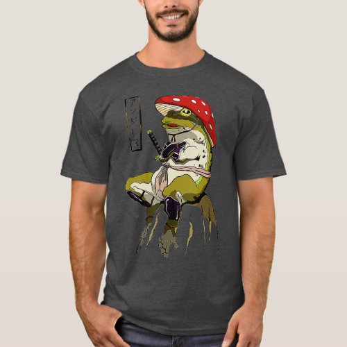 Mushroom Hat Samurai Frog Vintage Japanese Warrior T_Shirt