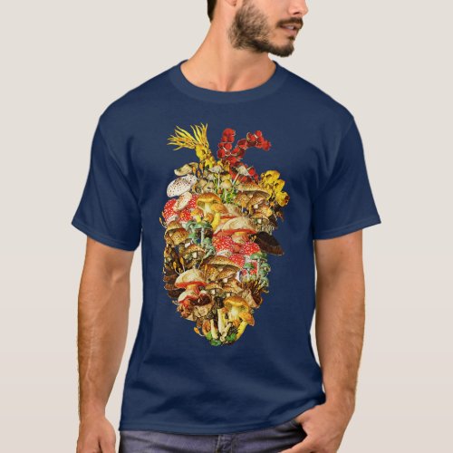 Mushroom Heart Cordyceps Fungi Vintage by Tobe Fon T_Shirt