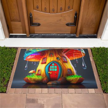 Mushroom House Doormat by MarblesPictures at Zazzle