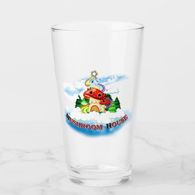 Mushroom House Drinkware Glass (Front)