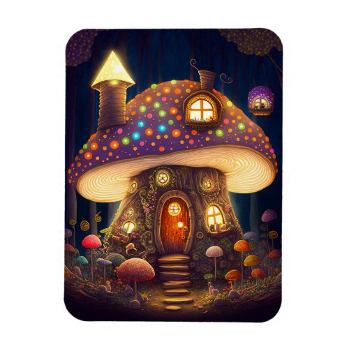 Mushroom House Fantasy Art Magnet