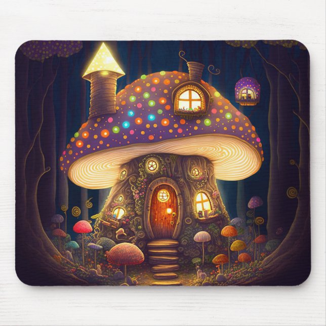 Mushroom House Fantasy Art Mouse Pad (Front)