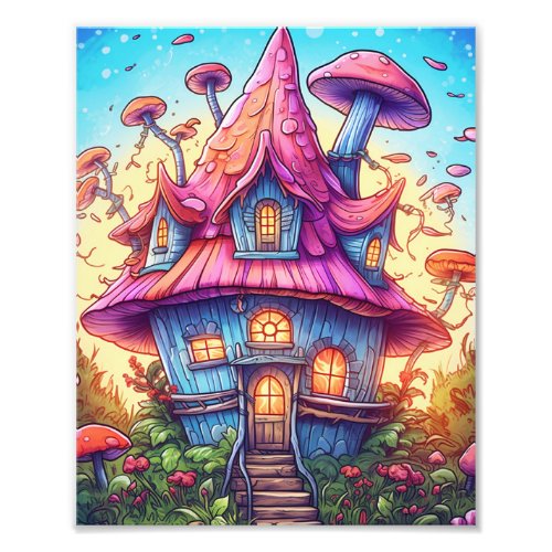 Mushroom House Fantasy Art Poster