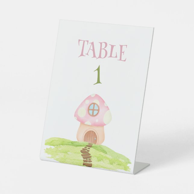 Mushroom House, Flower Garden & Fairyland Pedestal Sign (Front)