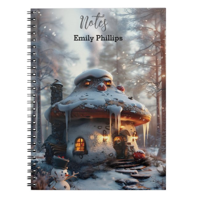Mushroom house in the snow notebook (Front)