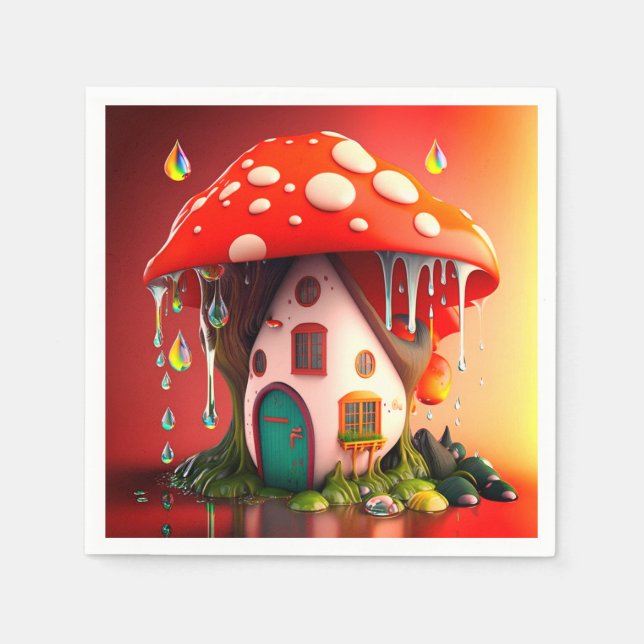 Mushroom House Napkins (Front)