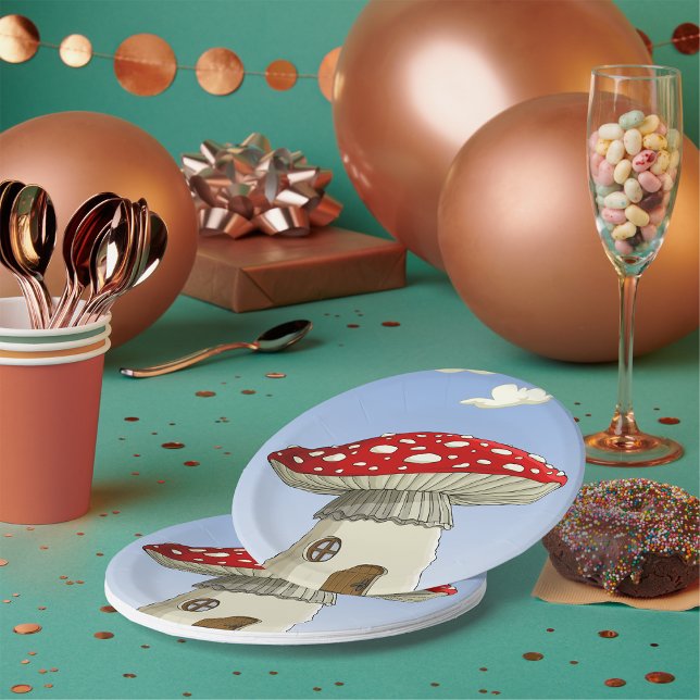Mushroom House Paper Plates (Creator Uploaded)