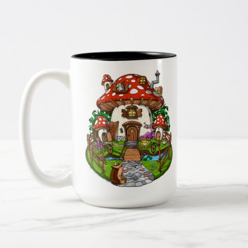 Mushroom House Two_Tone Coffee Mug