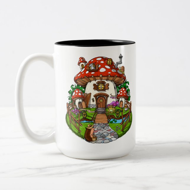 Mushroom House Two-Tone Coffee Mug (Left)