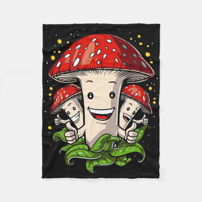 Mushroom Hunter Funny Magic Mushrooms Fleece Blanket (Front)