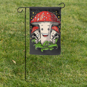 Mushroom Hunter Funny Magic Mushrooms Garden Flag