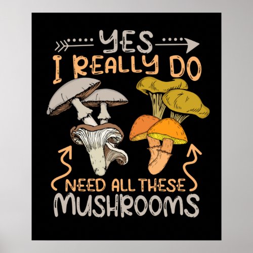 Mushroom Hunter Men Fungi Foraging Morels Mushroom Poster