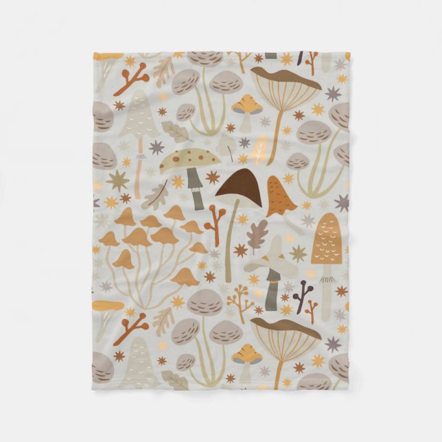 Mushroom Hunter Mid Century Mushrooms Fleece Blanket (Front)
