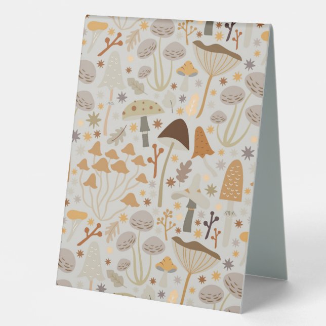Mushroom Hunter Mid Century Mushrooms Table Tent (Front)