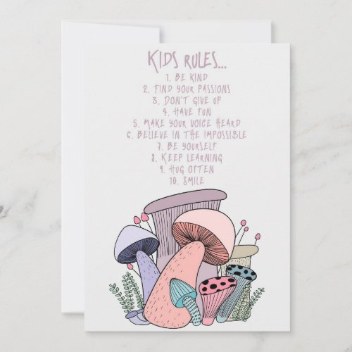 Mushroom Hunter Mushroom And Kids Rules Thank You Card