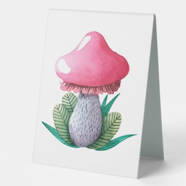 Mushroom Hunter Mushroom And Leaves Table Tent (Front)