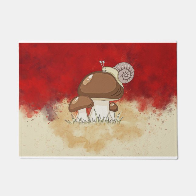 Mushroom Hunter Mushrooms Watercolor Doormat (Front)