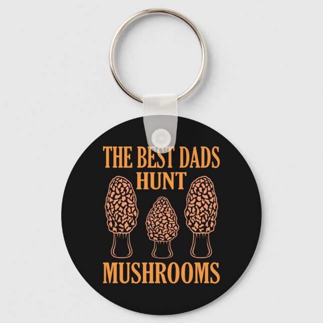 Mushroom Hunting Dads Morels Hunter Mycologist Gra Keychain (Front)