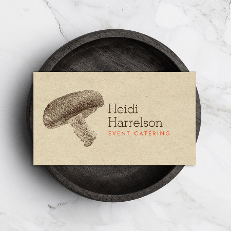 Mushroom Illustration Brown/tan - Catering, Chef Business Card