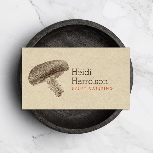 Mushroom Illustration BrownTan _ Catering Chef Business Card
