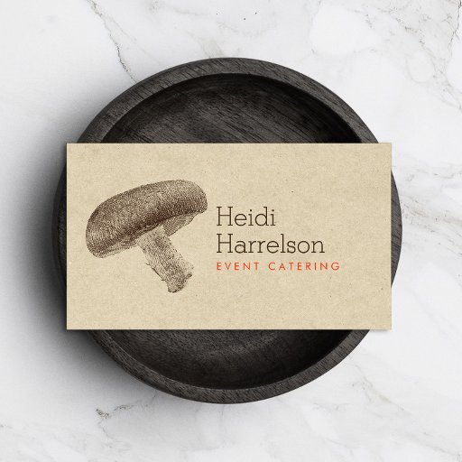 Customizable Mushroom Illustration Brown/Tan - Catering, Chef Business Card Templates