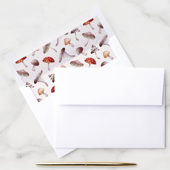 Mushroom Illustration Pattern Envelope Liner (Desk)