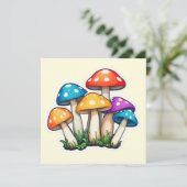 Mushroom Illustration Square Postcard (Standing Front)