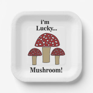 Mushroom I'm Lucky Mushroom Party Paper Plates