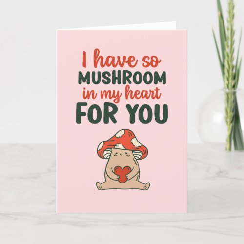 Mushroom In My Heart Kawaii Funny Valentines Day Holiday Card
