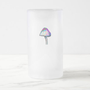 Mushroom in white Trippy Psychedelic Colors Frosted Glass Beer Mug
