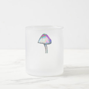 Mushroom in white Trippy Psychedelic Colors Frosted Glass Coffee Mug