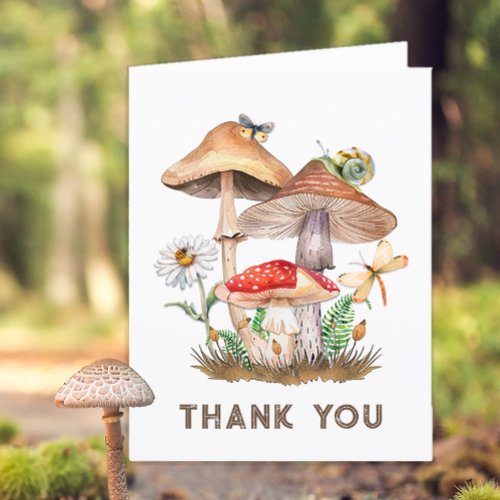 Mushroom Insects Baby Shower Blank Thank You Card