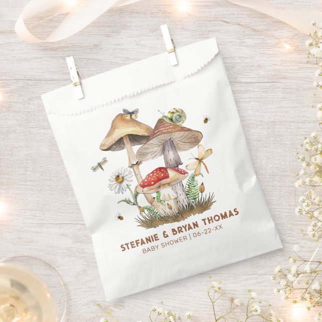 Mushroom & Insects Baby Shower Favor Bag | Woodlan (Clipped)