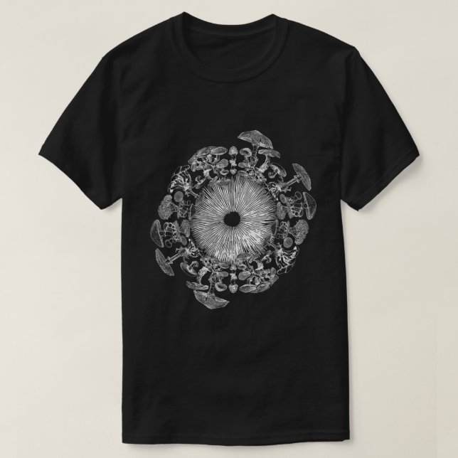 Mushroom Iris Spore Print Mycology Art Shirt (Design Front)