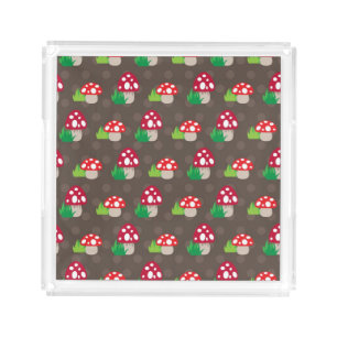 mushroom kids pattern acrylic tray