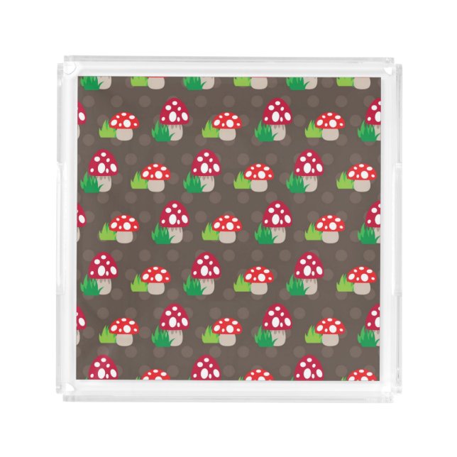 mushroom kids pattern acrylic tray (Front)