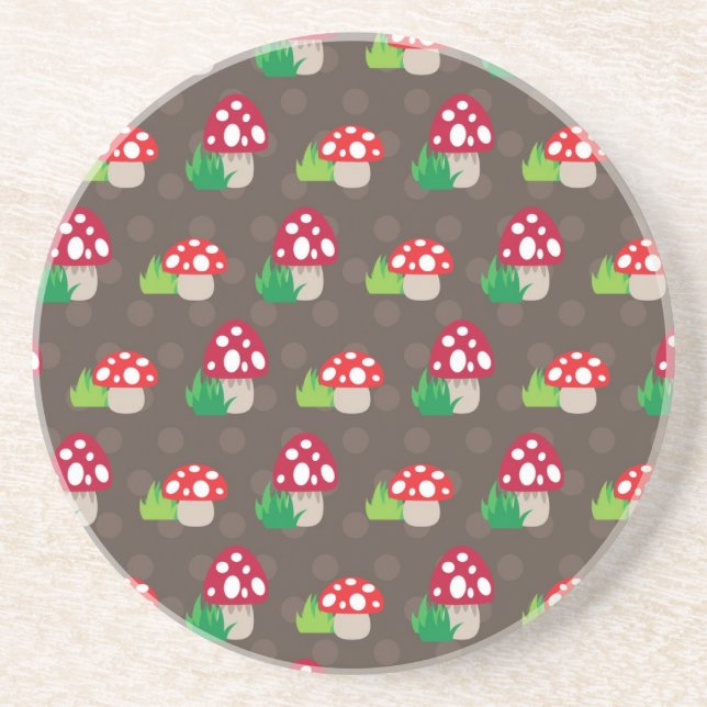 mushroom kids pattern drink coaster (Front)