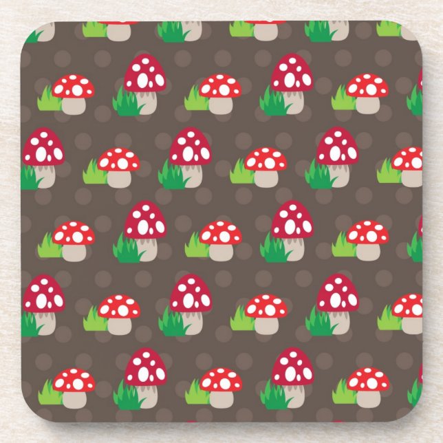 mushroom kids pattern drink coaster (Front)