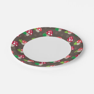 mushroom kids pattern paper plates