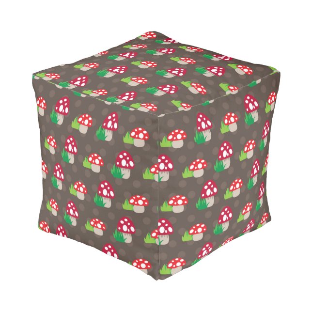mushroom kids pattern pouf (Angled Front)