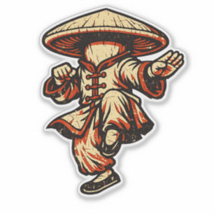 Mushroom Kung Fu Master — Vintage Retro Martial Sticker