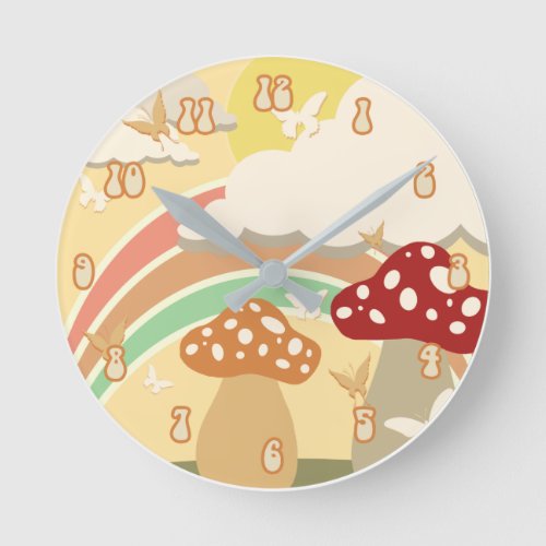 Mushroom Landscape Round Clock